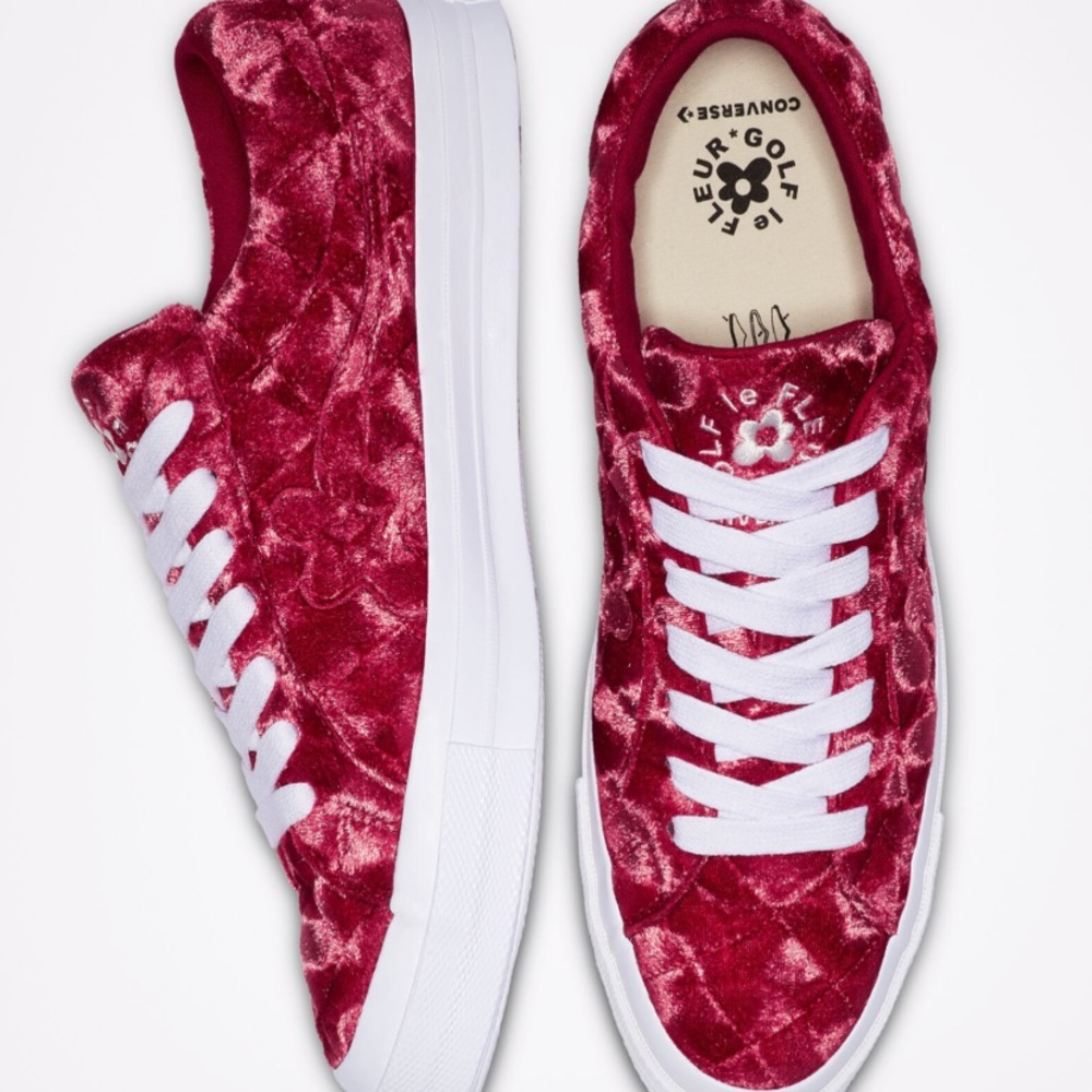 Limited Edition Converse x GOLF le FLEUR* One Star Velvet Low-Top BarbadosCherry